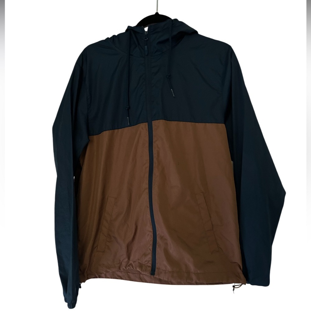 Men’s Lightweight Color block Windbreaker - Navy and Brown